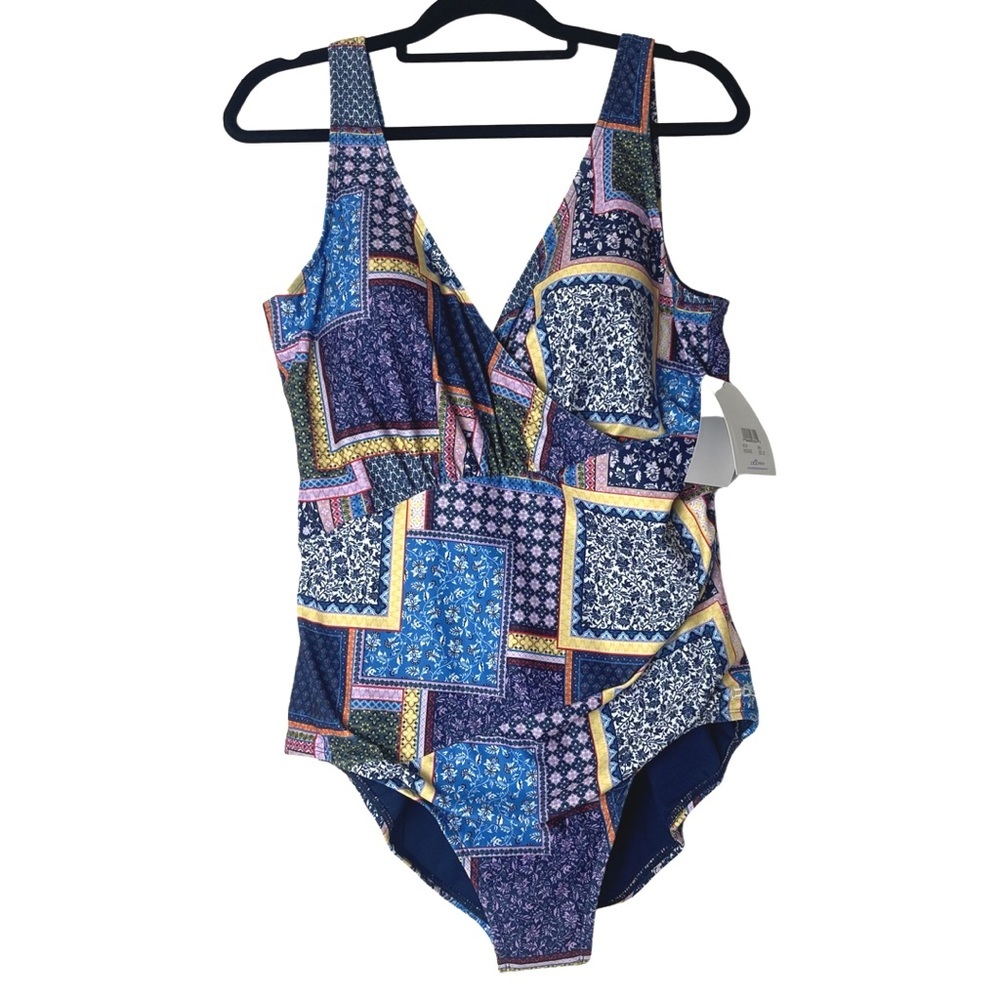 Dolphin Byzantine Patchwork Bandanna Boho Aquashape One Piece Swim Suit Size 20